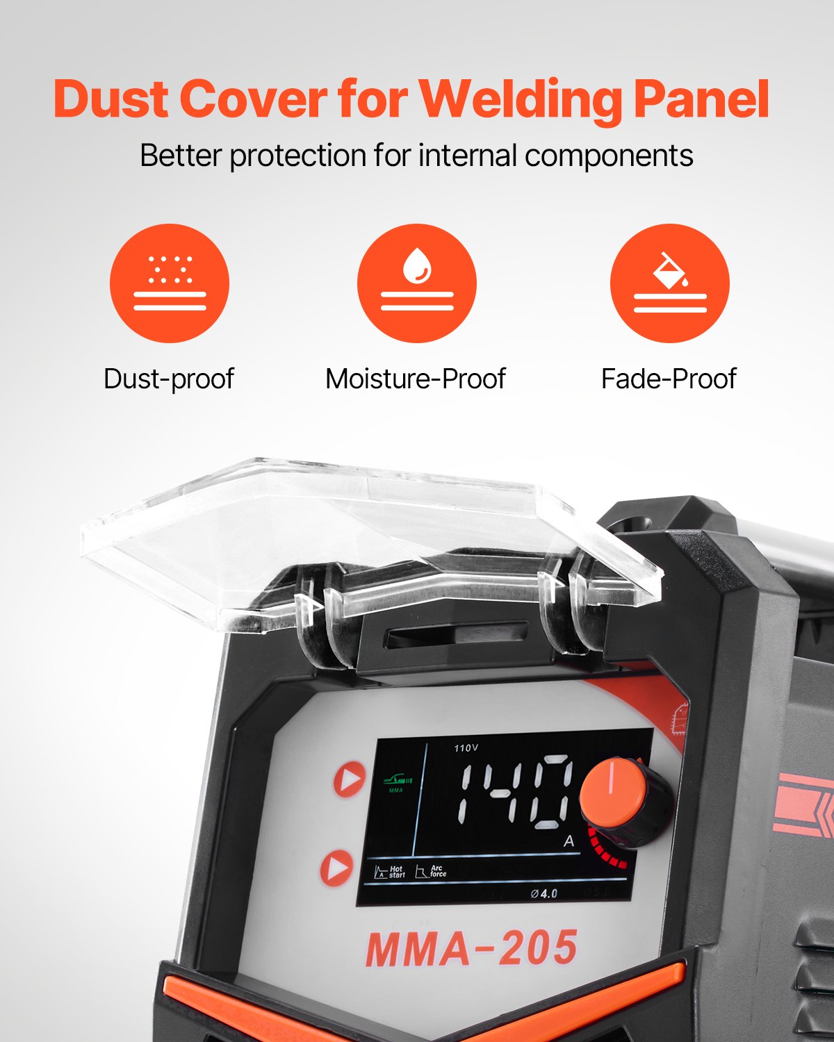 VEVOR MMA Welder, 205A 2-in-1 MMA Lift TIG Stick Welding Machine, IGBT Inverter Portable Welder Machine with Digital Display, Hot Start Arc Force Anti-Stick (Lift Torch Not Included)