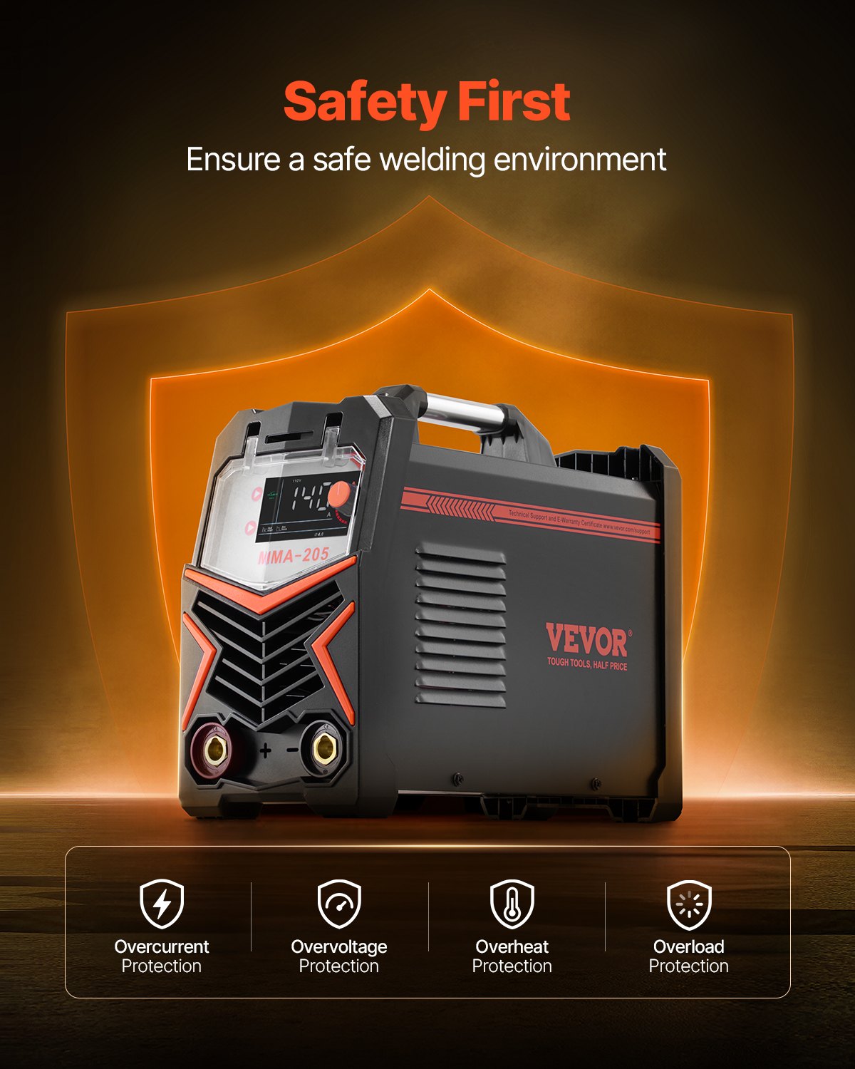 VEVOR MMA Welder, 205A 2-in-1 MMA Lift TIG Stick Welding Machine, 110/220V Dual Voltage IGBT Inverter Welder Machine with Digital Display, Hot Start Arc Force Anti-Stick (Lift Torch Not Included)