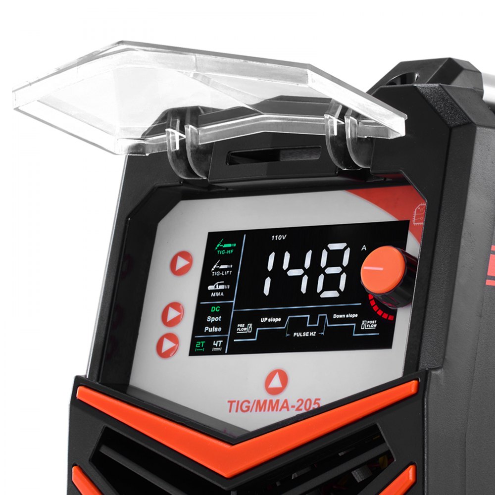 VEVOR TIG Welder, 205A 3-In-1 Welding Machine (Large LED Display)- DC TIG/DC Pulse TIG/MMA(Stick), Electric Welder with IGBT Inverter High-Frequency Start