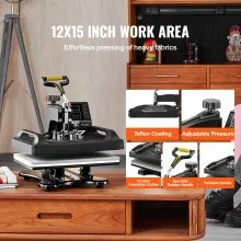 VEVOR Upgrade Heat Press Machine ETL Quality & Safety Certificated 12 x 15 in 8 in 1 Heat Press Power-Saving Combo Multifunctional Sublimation 360°Rotation Heat Press Shirt Printing Machine Black