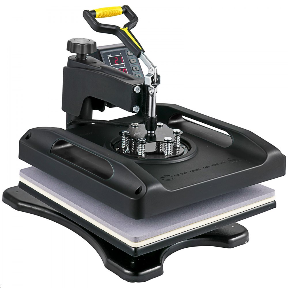 VEVOR Heat Press Machine 38.1x38.1 cm 8 In 1 Heat Press 1000W Sublimation Machine 360° Rotation Swing Away Heat Press 8 In 1 Shirt Printing Machine Dual-Tube Heating for DIY T-Shirts Cap Mugs (Black)