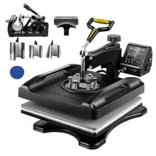 VEVOR Heat Press Machine, 15x15in 8in1 Heat Press, 800W Sublimation Machine, 360° Rotation Swing-Away Heat Press, Dual-Tube Heating Printing for DIY T-Shirts Cap Mugs (Black)