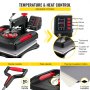 VEVOR heat press machine with adjustable controller, rubber handle, and thermal insulation.