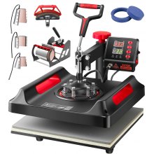 Presse à chaud VEVOR, presse à chaud 15x15 pouces, machine de sublimation à économie d'énergie 8 en 1, presse à chaud à rotation à 360 °, machine d'impression de chemises pour chemises, casquettes et tasses, certification de sécurité ETL, rouge