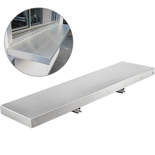 VEVOR 48x12 Inch Concession Window Shelf Stainless Steel Drop Down Folding Serving Food Wall Shelf Stand Serving for Concession Trailer Serving Window