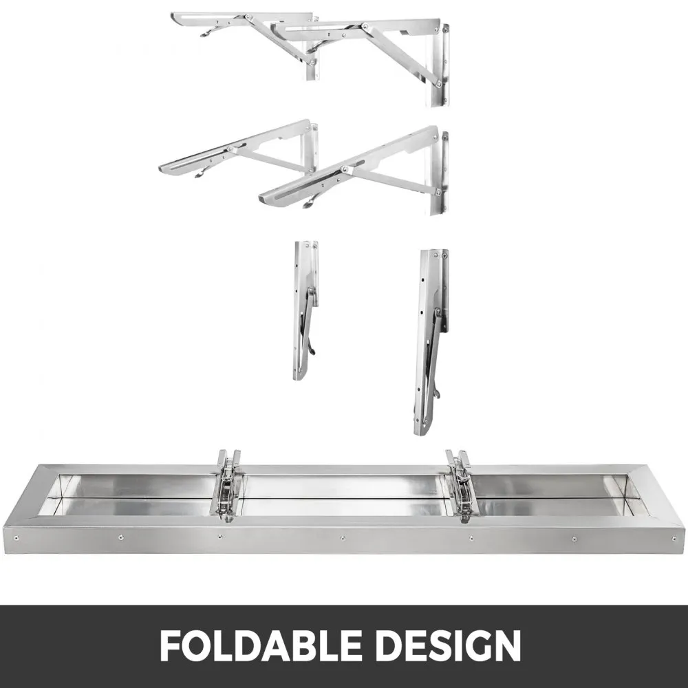 VEVOR concession shelf with foldable stainless steel brackets and sleek design.