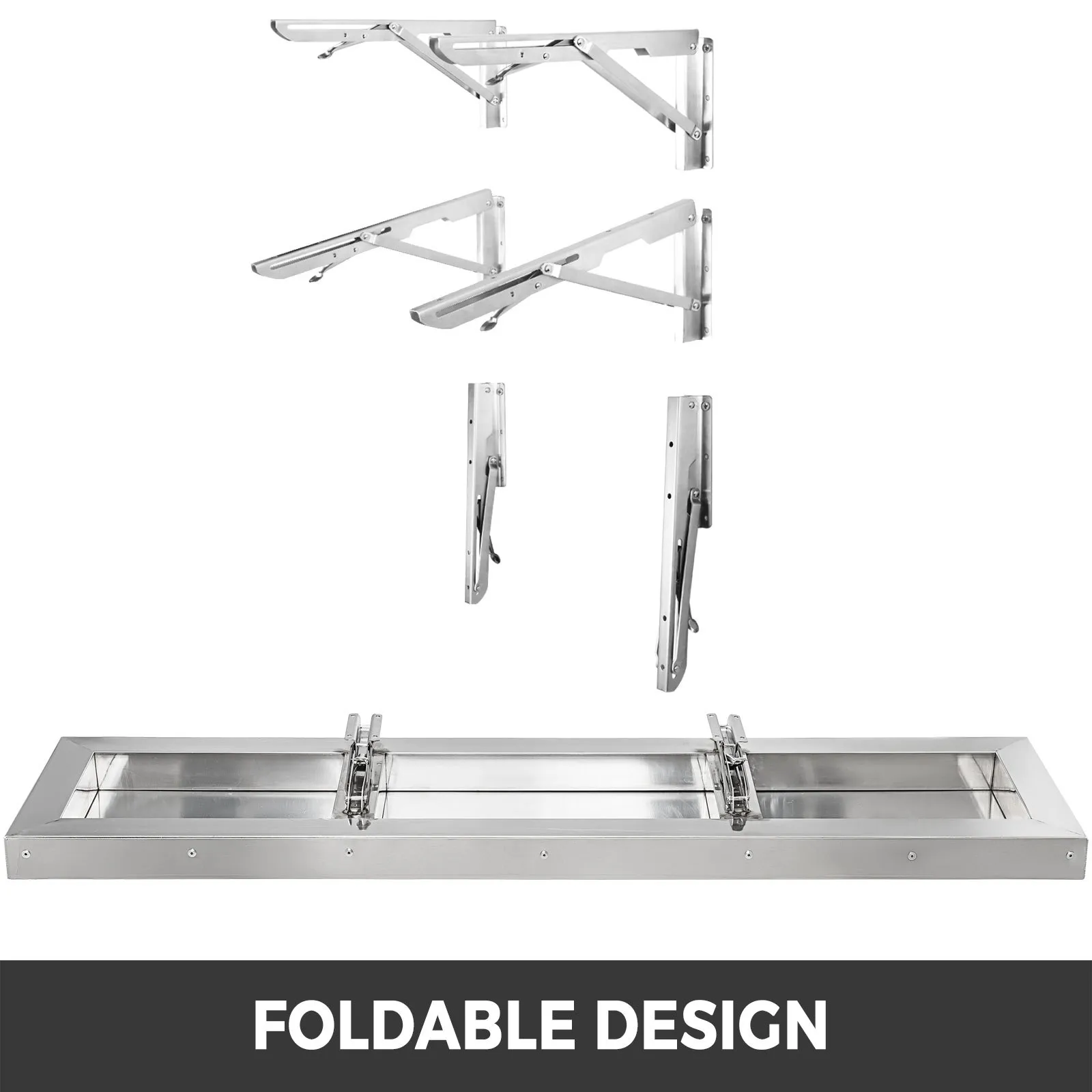 VEVOR concession shelf with foldable stainless steel brackets and sleek design.