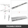 VEVOR 96x12 Inch Concession Window Shelf Stainless Steel Drop Down Folding Serving Food Wall Shelf Stand Serving for Concession Trailer Serving Window