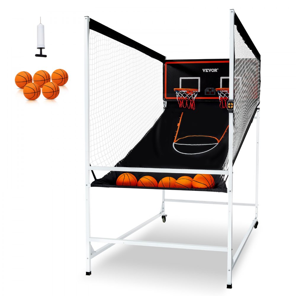 VEVOR Indendørs Double Shot Basketball Arcade Spil Iron Cage 2 Player 5 Balls