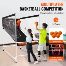 VEVOR Indoor Double Shot Basketball Arcade Game Iron Cage 2 Player 5 Balls