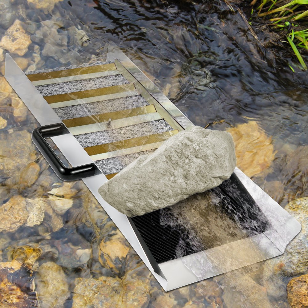 VEVOR Aluminum Alloy Sluice Box, Compact 24" Mini Sluice Boxes for Gold, Lightweight Gold Sluice Equipment, Portable Sluice Boxes with Miner's Moss, River, Creek, Gold Panning, Prospecting, Dredging