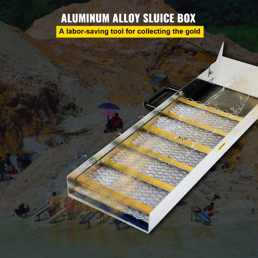 Aluminum Alloy Sluice Box, Compact 36" Mini Sluice Boxes for Gold, Lightweight Gold Sluice Equipment, Portable Sluice Boxes w/Miner's Moss, River, Creek, Gold Panning, Prospecting, Dredging Aluminum Alloy Sluice Box, Compact 36" Mini Sluice Boxes for Gold, Lightweight Gold Sluice Equipment, Portable Sluice Boxes w/Miner's Moss, River, Creek, Gold Panning, Prospecting, Dredging