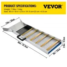 VEVOR Aluminum Alloy Sluice Box, Compact 36" Mini Sluice Boxes for Gold, Lightweight Gold Sluice Equipment, Portable Sluice Boxes w/Miner's Moss, River, Creek, Gold Panning, Prospecting, Dredging