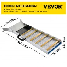 VEVOR Aluminum Alloy Sluice Box, Compact 36" Mini Sluice Boxes for Gold, Lightweight Gold Sluice Equipment, Portable Sluice Boxes with Miner\'s Moss, River, Creek, Gold Panning, Prospecting, Dredging