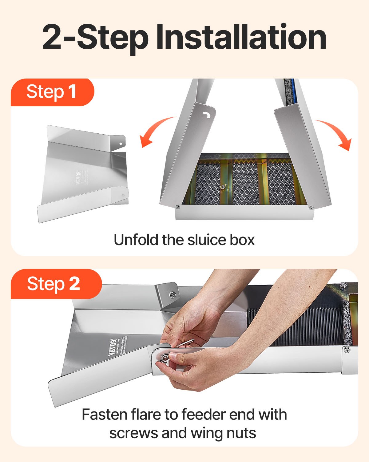 VEVOR Folding Aluminum Alloy Sluice Box, Compact 50\" Sluice Boxes for Gold, Lightweight Gold Sluice Equipment, Portable Sluice Boxes with Miner\'s Moss, River, Creek, Gold Panning, Prospecting, Dredg