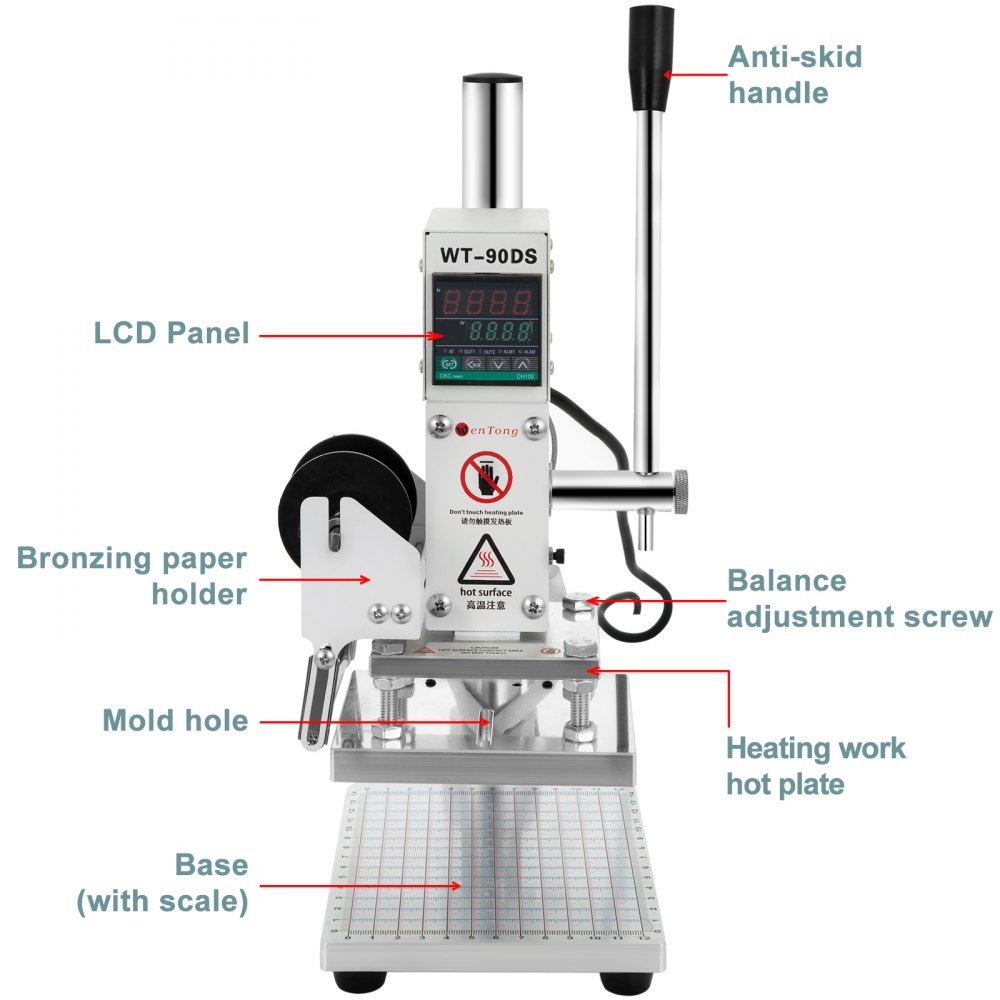 Upgraded
 Hot Foil Stamping Machine 10x13cm Bronzing Machine With Full Scale 
& Positioning Slider For PVC Leather Paper Embossing