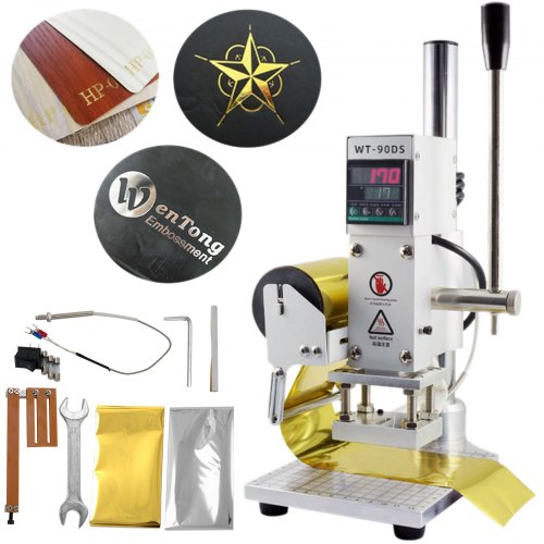 VEVOR Upgraded Hot Foil Stamping Machine 5x7cm Bronzing Machine 150w Embossing Machine with Full Scale & Positioning Slider for PVC Leather Paper Embossing