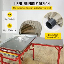 VEVOR Miter Saw Hood, 50x30x40 Inch, Chop Dust Collection Foldable Waterproof Oxford Fabric Cover, Dust Collector Milled Aluminum Hardware Compatible with all Miter Saws, Accessory Holes, Carrying Bag