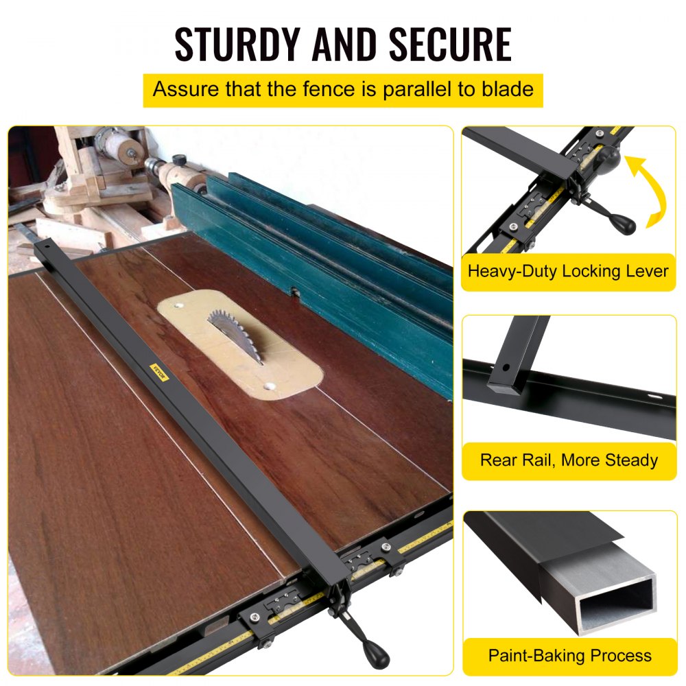VEVOR Table Saw Fence System, 37"×57" Classic Table Saw Fence Rail, Metric/Imperial Scale, Adjustable Hole Saw Fence System, w/Front Guide Bar Table Saw Fence, Tablesaw Fence Slide for Easy Gliding