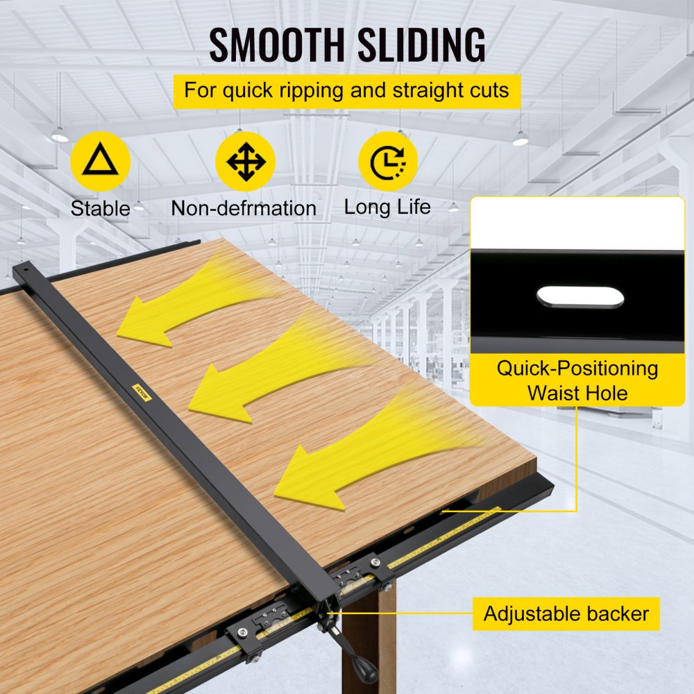 VEVOR Table Saw Fence System, 37"×57" Classic Table Saw Fence Rail, Metric/Imperial Scale, Adjustable Hole Saw Fence System, w/Front Guide Bar Table Saw Fence, Tablesaw Fence Slide for Easy Gliding