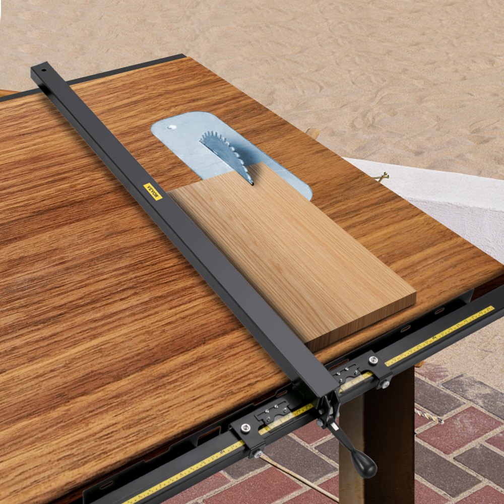 VEVOR Table Saw Fence System, 37"×57" Classic Table Saw Fence Rail, Metric/Imperial Scale, Adjustable Hole Saw Fence System, w/Front Guide Bar Table Saw Fence, Tablesaw Fence Slide for Easy Gliding