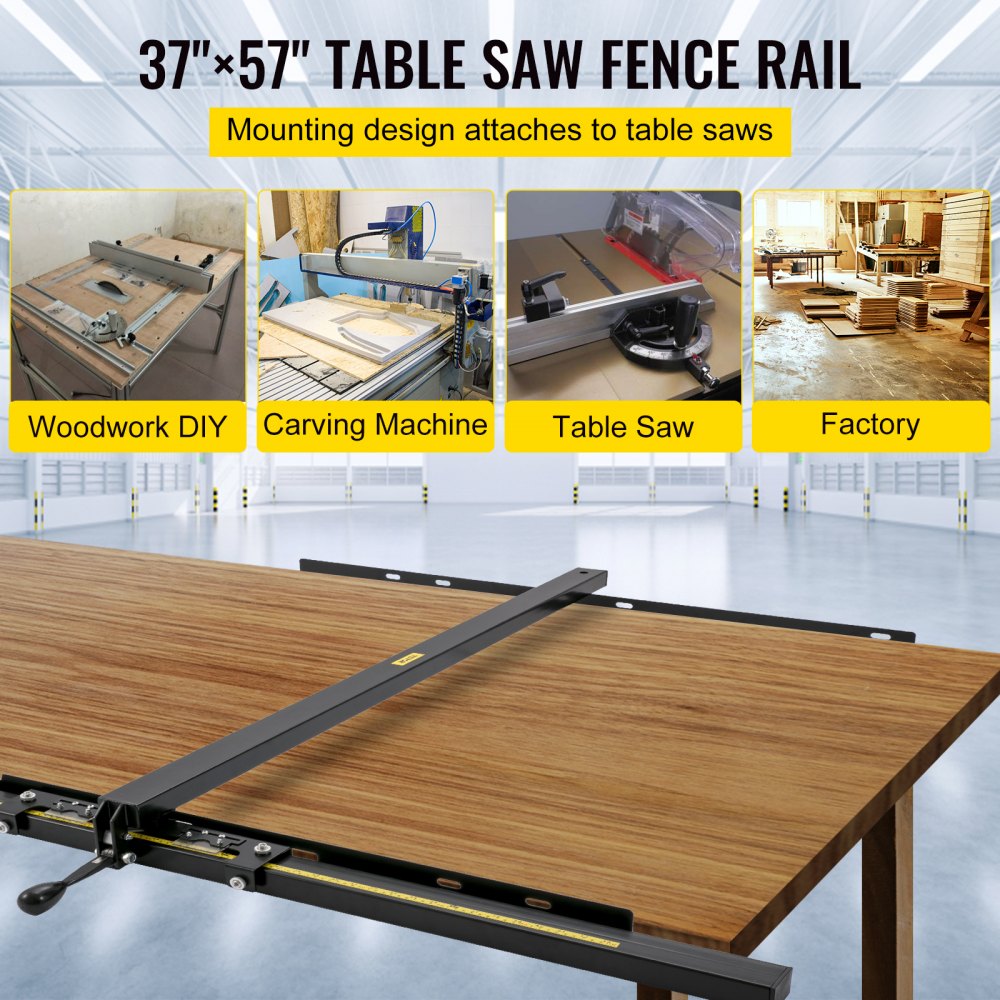 VEVOR Table Saw Fence System, 57"×57" Classic Table Saw Fence Rail, Metric/Imperial Scale, Adjustable Hole Saw Fence System, w/Front Guide Bar Table Saw Fence, Tablesaw Fence Slide for Easy Gliding
