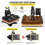 VEVOR Heat Press Machine 12 x 15 Inch 6 In 1 Heat Press 360° Rotation Swing Away Heat Press 1000W Sublimation Machine 6 In 1 Black Shirt Printing Machine Dual-Tube Heating for DIY Mugs Cap T-Shirts