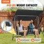 VEVOR 2-Seat Patio Swing Chair, Outdoor Patio Swing with Adjustable Canopy, Porch Swing with Storage Bag and Rotating Tray, Oxford Fabric and Alloy Steel Frame, for Balcony, Backyard, Poolside, Black