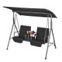 VEVOR 2-Seat Patio Swing Chair Outdoor Patio Swing with Adjustable Canopy Black