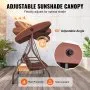 VEVOR 3-Seat Patio Swing Chair, Converting Canopy Swing, Outdoor Patio Porch with Adjustable Canopy, Removable Thick Cushion and Alloy Steel Frame, for Balcony, Backyard, Poolside, Brown
