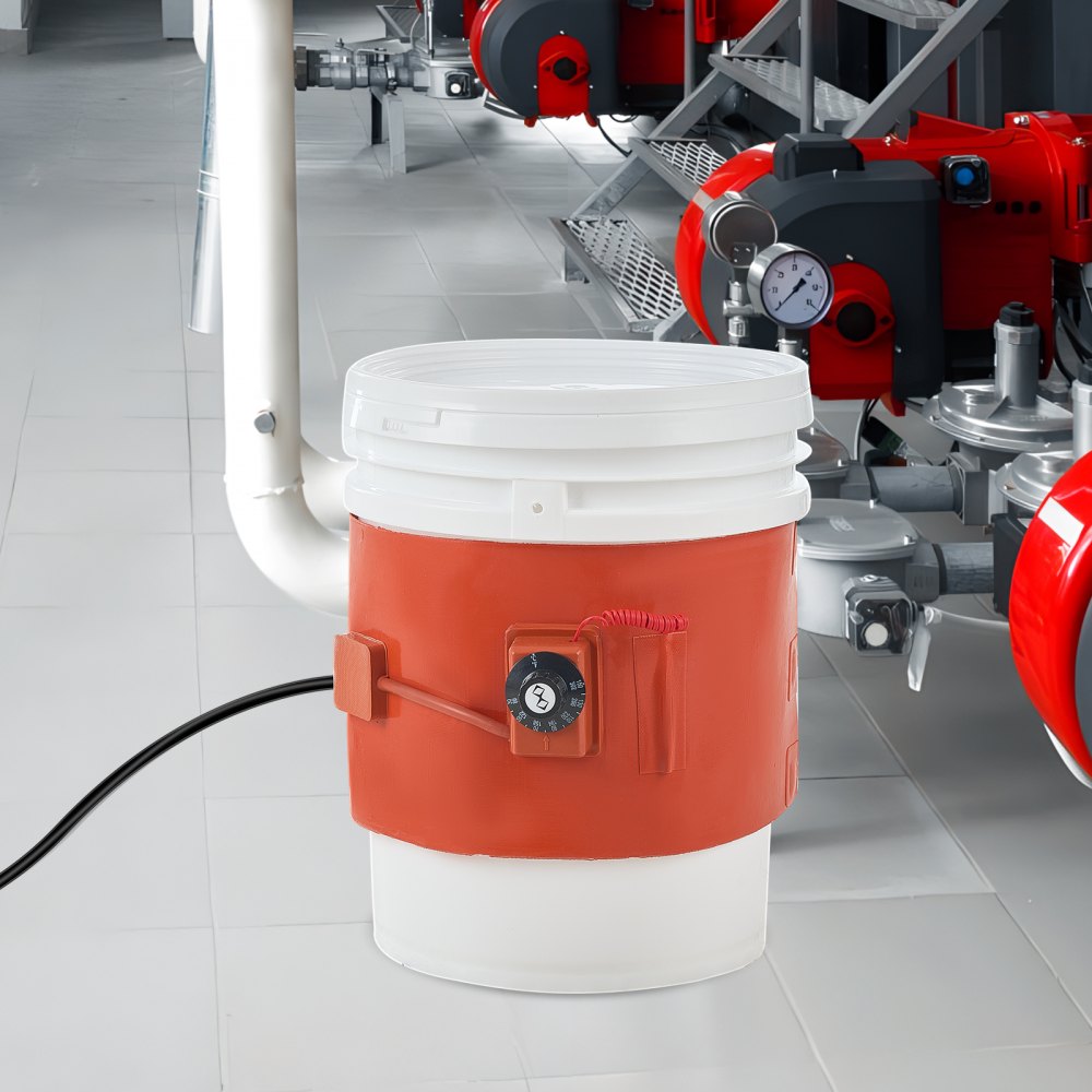 VEVOR Metal Drum Heater, 800 Watt 7.75 inch Width, Pail Heating Band for 5 Gallon Barrel, 86-302℉ Adjustable Thermostat, High Efficiency Silicone Grease Keg Heater, FCC Listed Orange