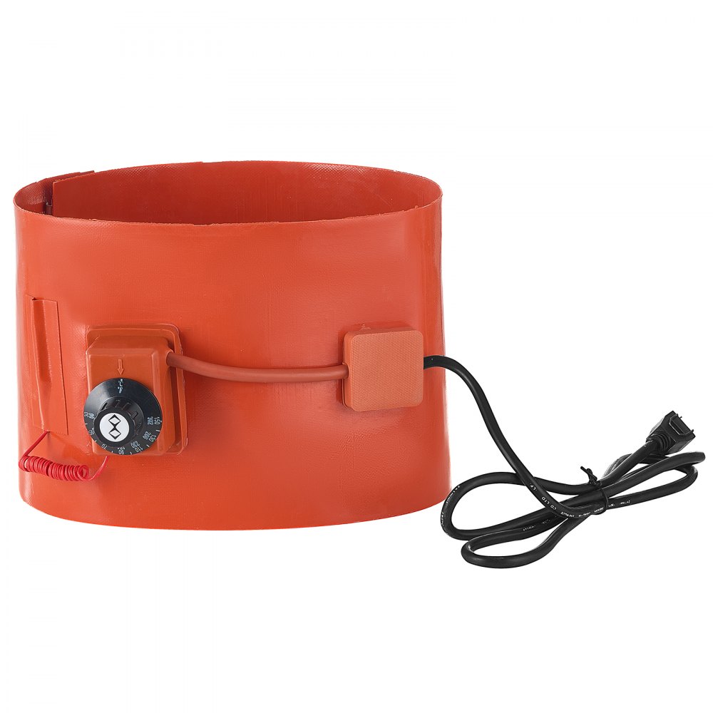 VEVOR Metal Drum Heater, 800 Watt 7.75 inch Width, Pail Heating Band for 5 Gallon Barrel, 86-302℉ Adjustable Thermostat, High Efficiency Silicone Grease Keg Heater, FCC Listed Orange