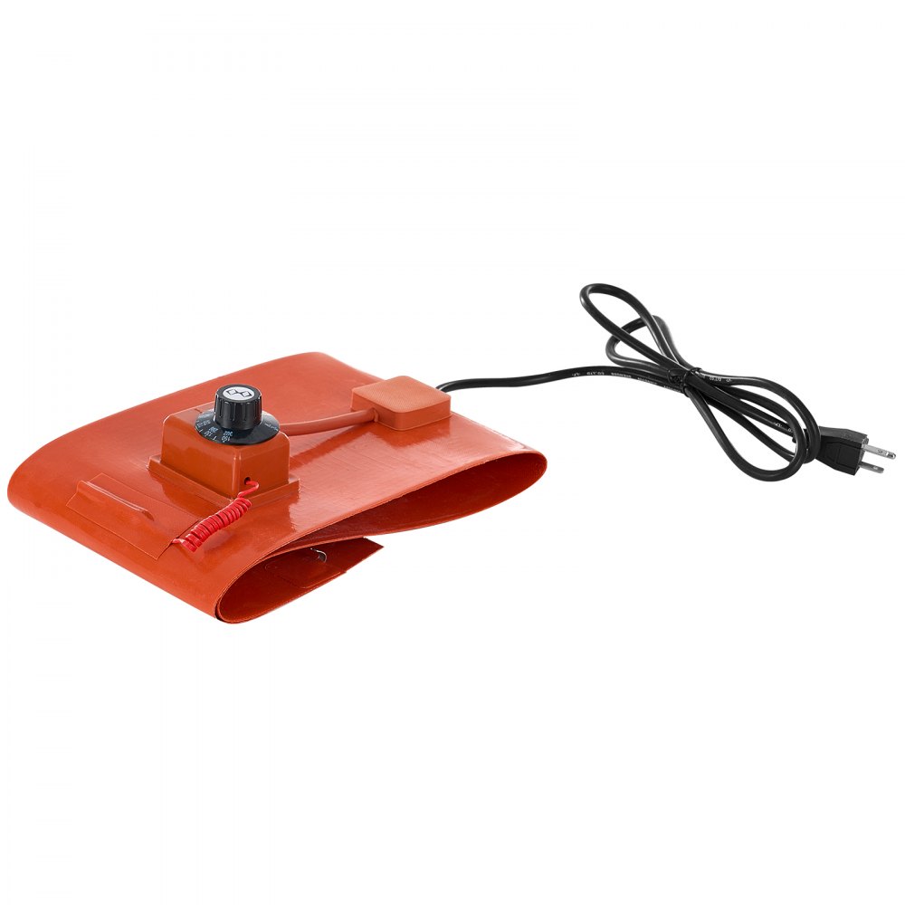 VEVOR Metal Drum Heater, 800 Watt 7.75 inch Width, Pail Heating Band for 5 Gallon Barrel, 86-302℉ Adjustable Thermostat, High Efficiency Silicone Grease Keg Heater, FCC Listed Orange