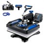 VEVOR Heat Press, 12 x 15inches 800W Heat Press Machine, Sublimation 5 in 1 Combo Sublimation Transfer, Dual Digital Heat Press Transfer, Vinyl Transfer Printer for T Shirts Mugs Caps Plates, Blue