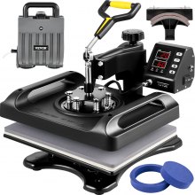 VEVOR Heat Press Machine 12 x 15 Inch 5 In 1 Skjorte Printing Machine 360° Rotation Swing Away Heat Press 5 In 1 Heat Press 1000W Sublimeringsmaskin Dual-Tube Uppvärmning för DIY T-muggar och skjortor Keps