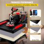 VEVOR Heat Press 15x15, Upgraded Heat Press Machine 5 in 1, Anti-Scald, Fast-Heating, Swing Away Digital Control Multifunction Heat Press for Sublimation Combo for T-Shirt Hat Cap Mug Plate, Red