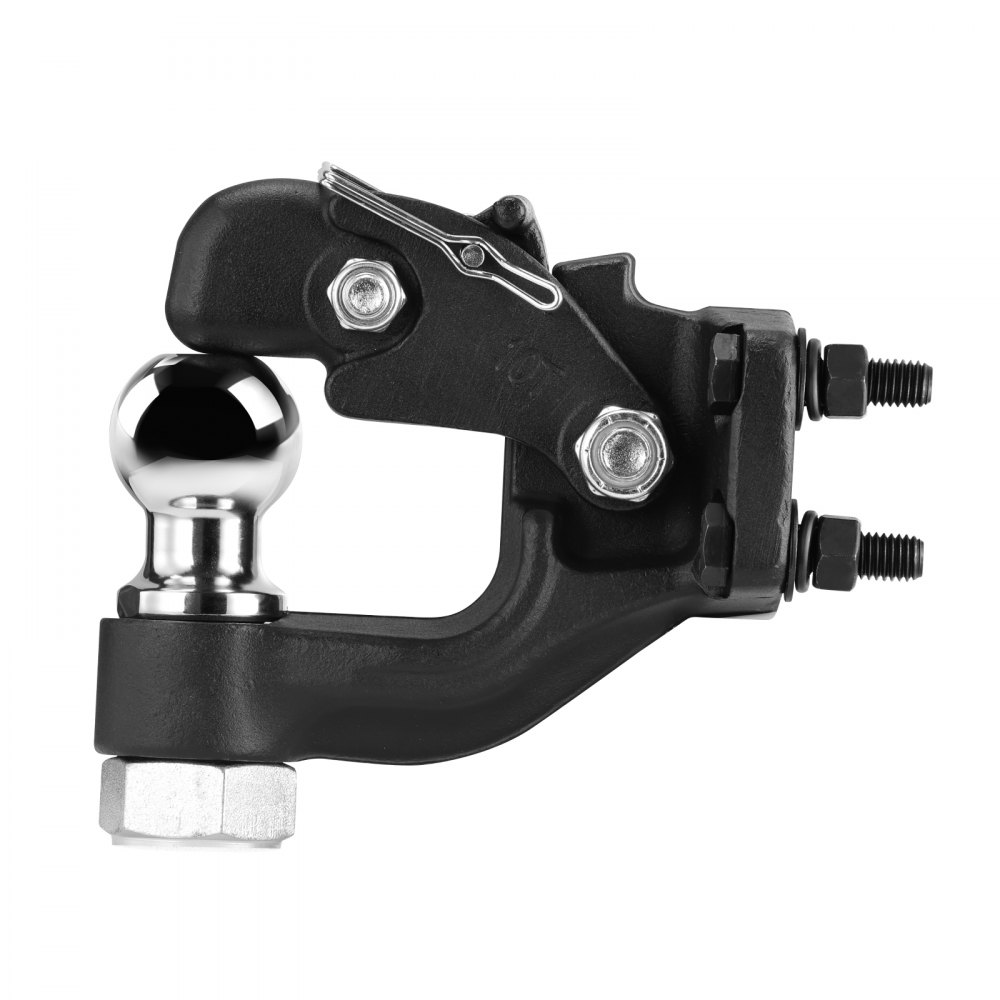 VEVOR Pintle Hook, 9070 kg Towing Capacity, Trailer Hitches Receiver Hook Combination 50.4 mm Hitch Ball, Fits for 63.5 to 76.2 mm Lunette Ring with Mounting Kit, Wear-resistant, Black Powder Coat