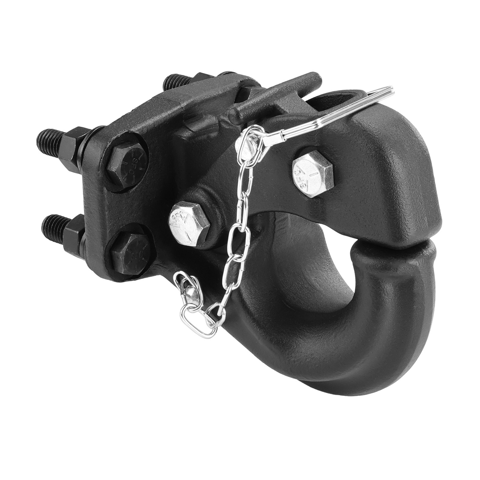 VEVOR Pintle Hook, 13605 kg Towing Capacity, Trailer Hitches Receiver Hook Fits for 63.5 to 76.2 mm Lunette Ring with Mounting Kit, Wear-resistant, Black Powder Coat, Suitable for Various Vehicles