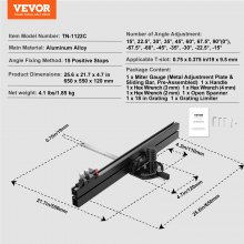 VEVOR Precision Miter Gauge, Standard Slot 3/4'' x 3/8'', Aluminum Alloy Table Saw Miter Gauge with 24 in Grating 15 Angle Stops Adjustable Spring Loaded Plunger and Removable Disc, for Woodworking