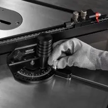 VEVOR Precision Miter Gauge, Standard Slot 3/4'' x 3/8'', Aluminum Alloy Table Saw Miter Gauge with 24 in Grating 15 Angle Stops Adjustable Spring Loaded Plunger and Removable Disc, for Woodworking