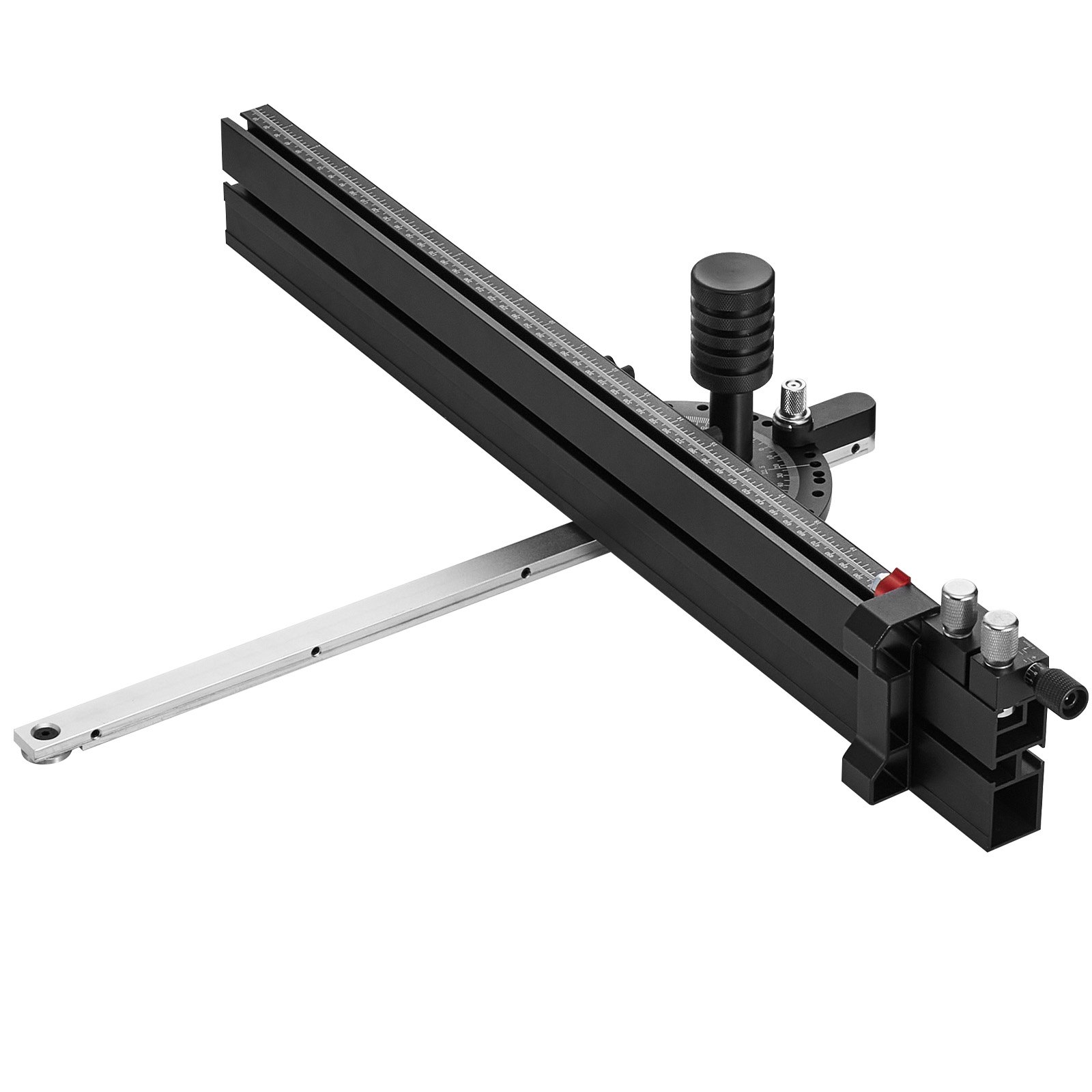 Medidor de esquadria de precisão VEVOR, ranhura padrão 19 x 9,5 mm, medidor de esquadria de serra de mesa em liga de alumínio com grade de 61 cm, 15 batentes de ângulo, êmbolo ajustável com mola e disco removível, para marcenaria