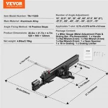 VEVOR Precision Miter Gauge, Standard Slot 3/4'' x 3/8'', Aluminum Alloy Table Saw Miter Gauge with 19-35 in Grating 15 Angle Stops Adjustable Spring Loaded Plunger and Removable Disc, for Woodworking