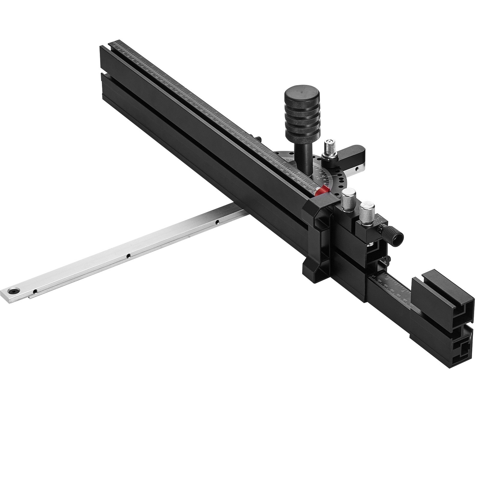 VEVOR Precision Miter Gauge, Standard Slot 19 x 9.5 mm, Aluminum Alloy Table Saw Miter Gauge with 48-89 cm Grating 15 Angle Stops Adjustable Spring Loaded Plunger and Removable Disc, for Woodworking