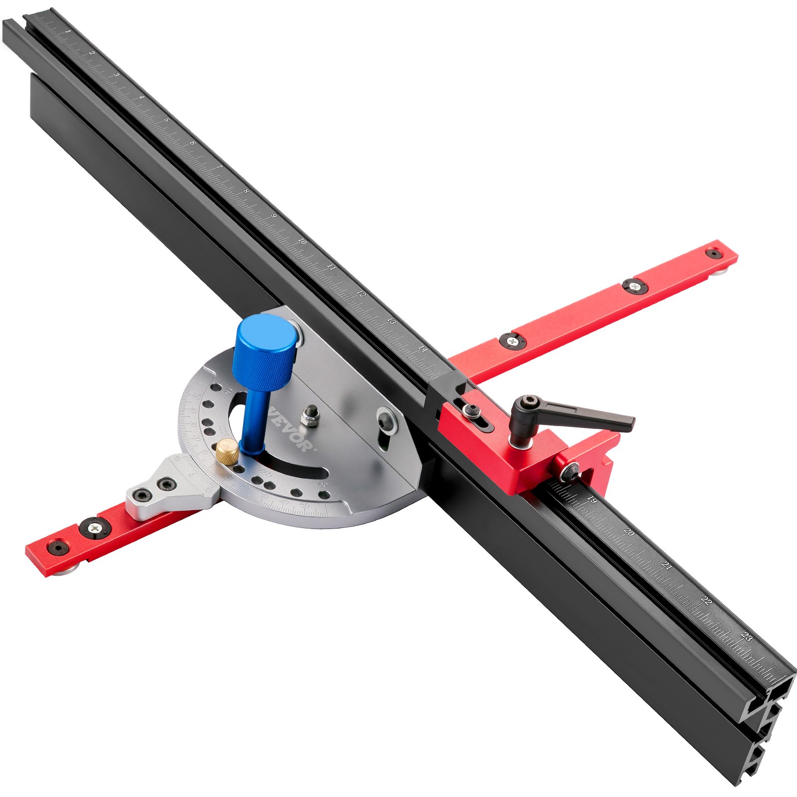 VEVOR precision miter gauge with black, silver, and red components.