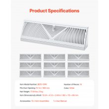 Floor Registers 15-Inch 10-Pack Floor Vents for HVAC Baseboard Registers White