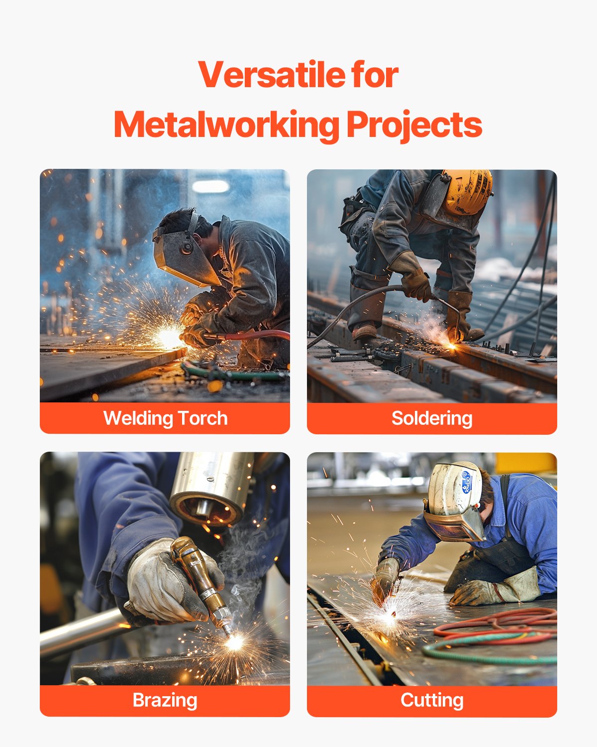 VEVOR Oxygen Acetylene Hose, 1/4-Inch x 100FT Oxy Acetylene Hose with 9/16"-18 B Fitting, 300PSI T Grade Welding Cutting Torch Twin Hose, Compatible with Oxygen, Acetylene, Propane and Other Fuel Gases