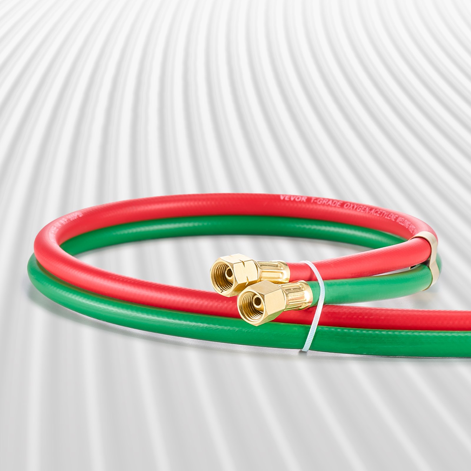 VEVOR Oxygen Acetylene Hose, 1/4-Inch x 100FT Oxy Acetylene Hose with 9/16"-18 B Fitting, 300PSI T Grade Welding Cutting Torch Twin Hose, Compatible with Oxygen, Acetylene, Propane and Other Fuel Gases