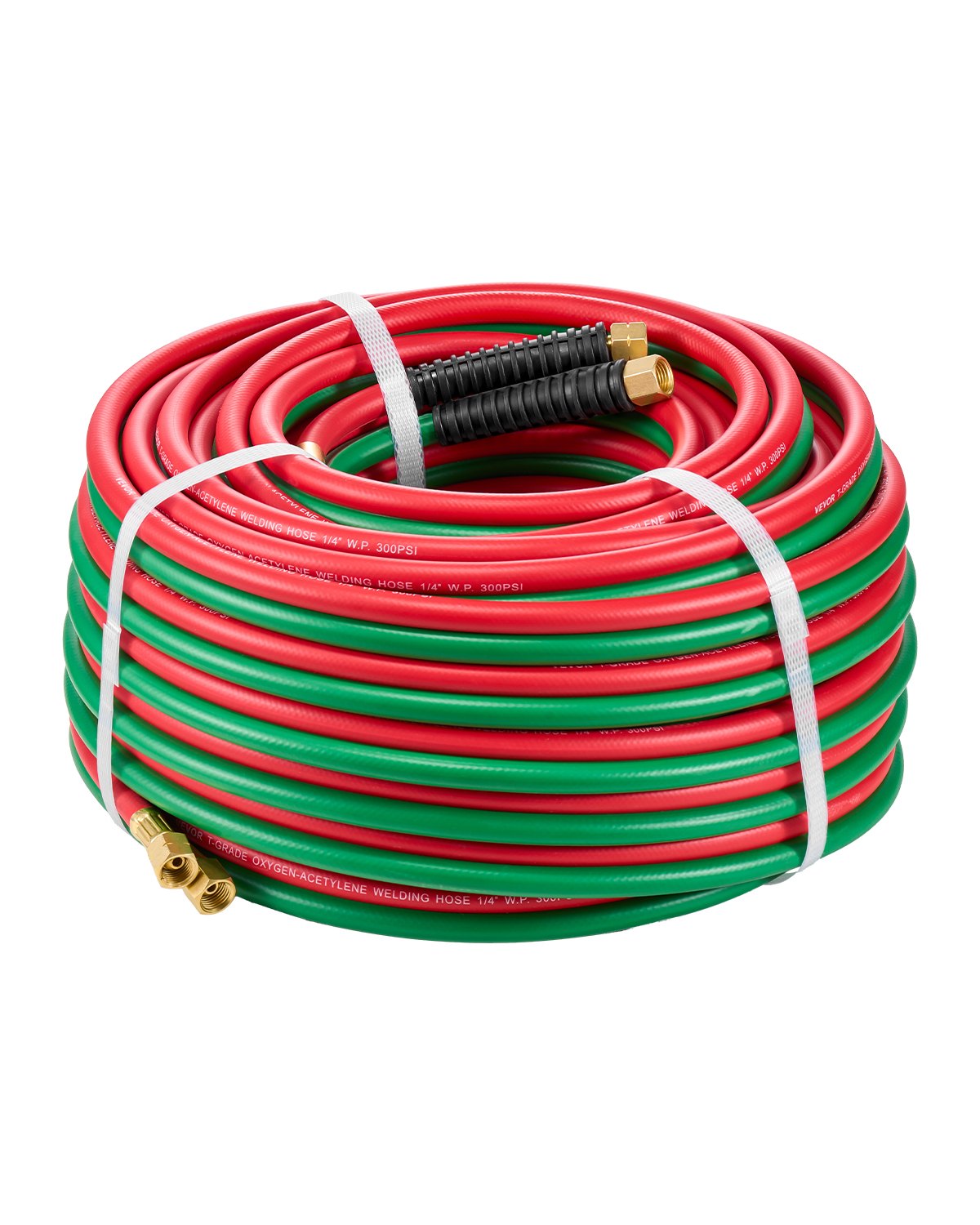 VEVOR Oxygen Acetylene Hose, 1/4-Inch x 100FT Oxy Acetylene Hose with 9/16"-18 B Fitting, 300PSI T Grade Welding Cutting Torch Twin Hose, Compatible with Oxygen, Acetylene, Propane and Other Fuel Gases