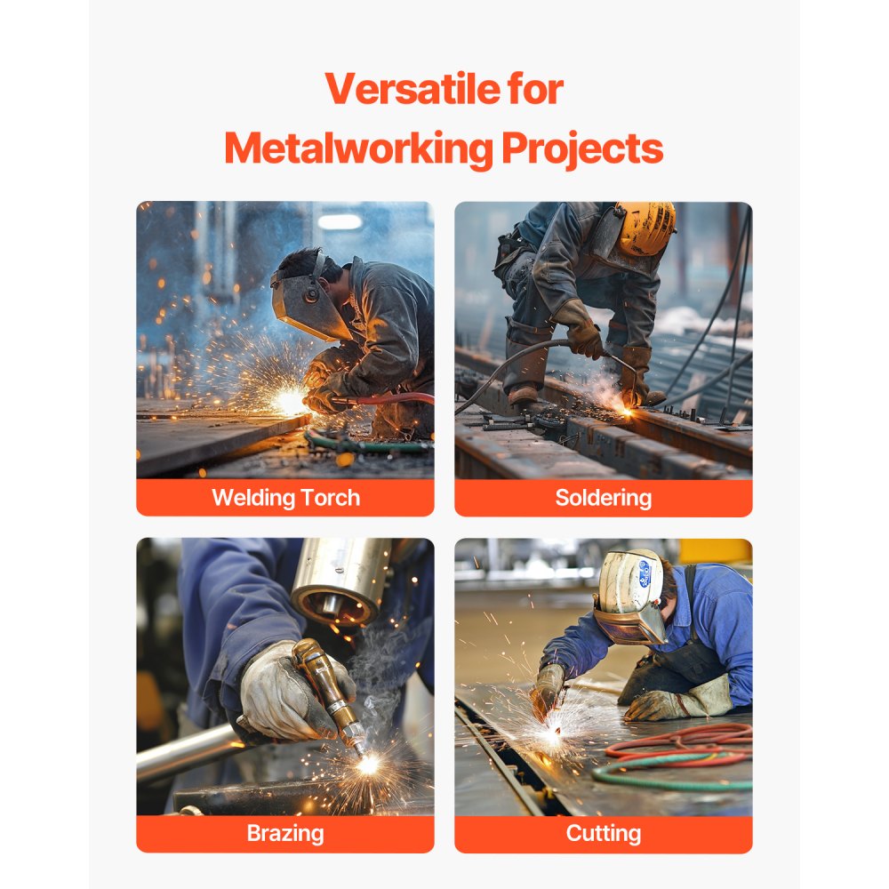 VEVOR Oxygen Acetylene Hose, 1/4-Inch x 15FT Oxy Acetylene Hose with 9/16"-18 B Fitting, 300PSI T Grade Welding Cutting Torch Twin Hose, Compatible with Oxygen, Acetylene, Propane and Other Fuel Gases