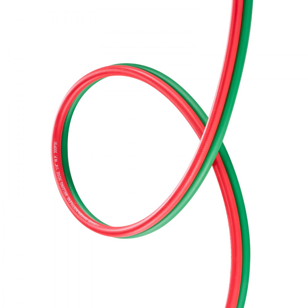 VEVOR Oxygen Acetylene Hose, 1/4-Inch x 25FT Oxy Acetylene Hose with 9/16"-18 B Fitting, 300PSI T Grade Welding Cutting Torch Twin Hose, Compatible with Oxygen, Acetylene, Propane and Other Fuel Gases